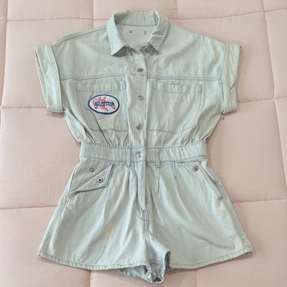 Forever 21 Pants - Denim Romper Led Zeppelin Patch